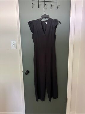 Source Unknown Black Flutter-Sleeve Jumpsuit